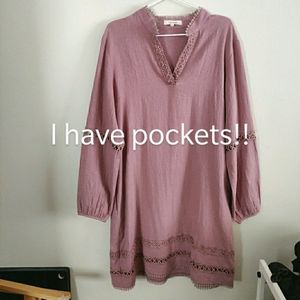 Long Sleeve Pink Tunic Dress